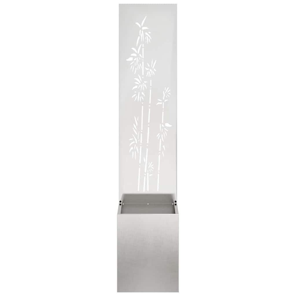 vidaXL Vaso da Giardino con Pannello Decorativo Argento 32 x 140 cm