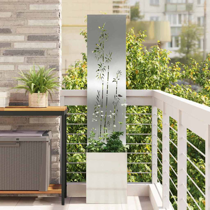 vidaXL Vaso da Giardino con Pannello Decorativo Argento 32 x 140 cm