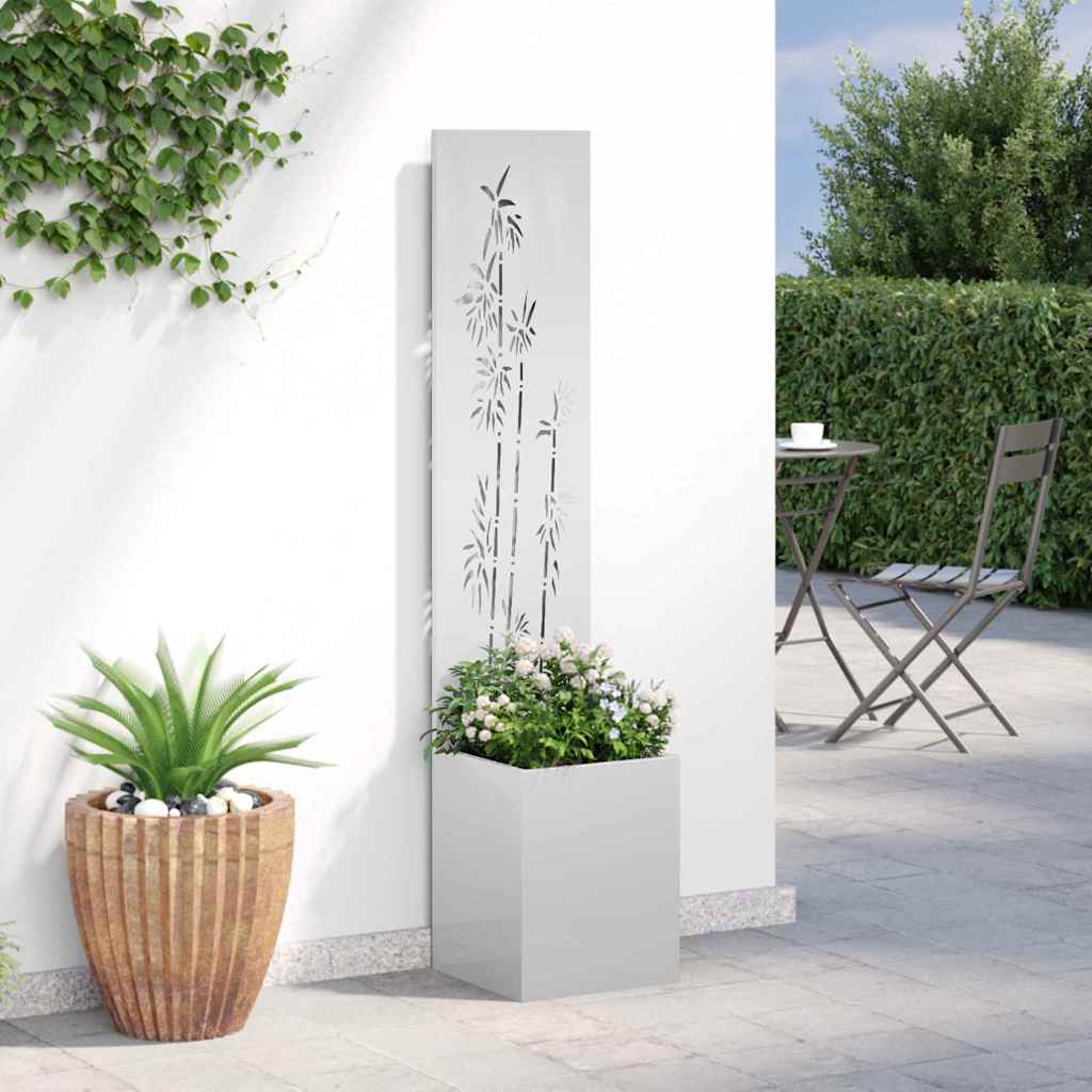 vidaXL Vaso da Giardino con Pannello Decorativo Argento 32 x 140 cm