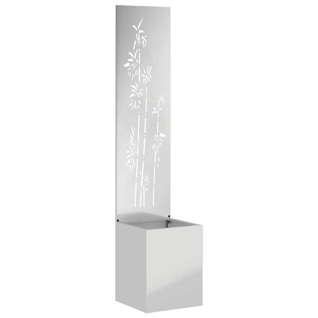 vidaXL Vaso da Giardino con Pannello Decorativo Argento 32 x 140 cm