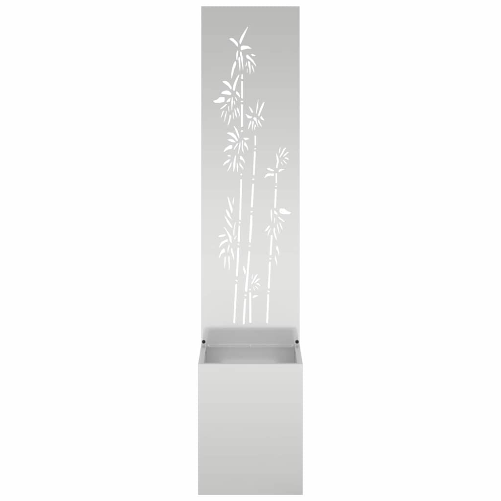 vidaXL Vaso da Giardino con Pannello Decorativo Argento 32 x 140 cm