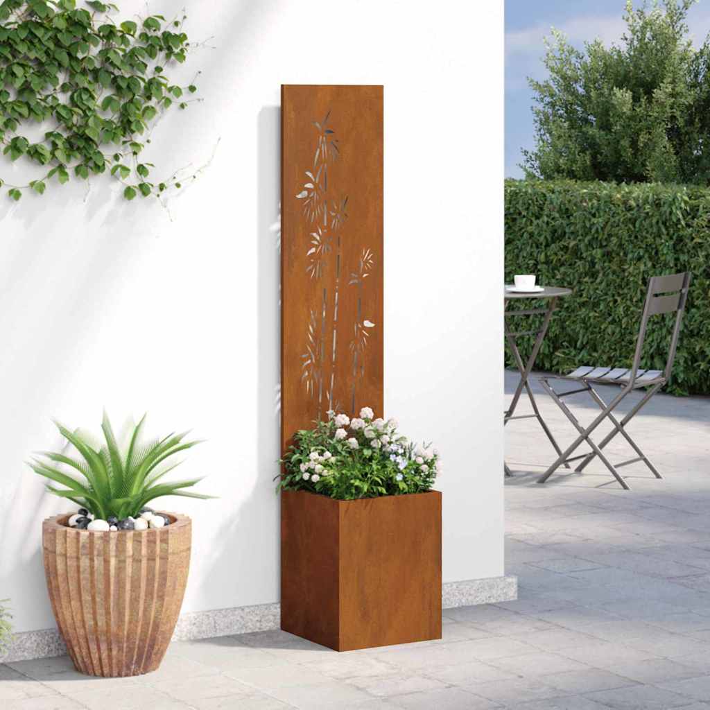 vidaXL Vaso da Giardino con Pannello Decorativo Ruggine 32 x 140 cm
