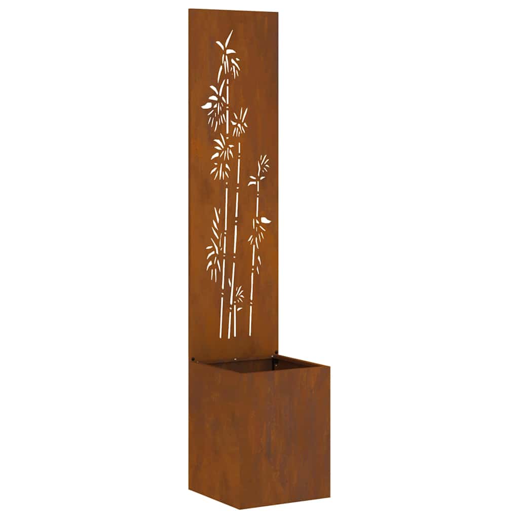 Vaso da Giardino con Pannello Decorativo Ruggine 32 x 140 cm 876384