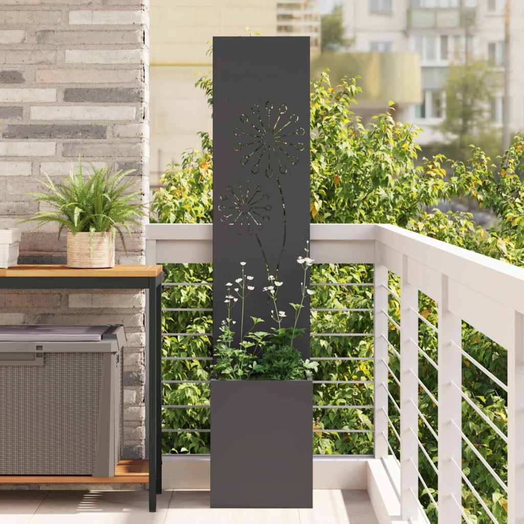 vidaXL Vaso da Giardino con Pannello Decorativo Nero 32 x 140 cm