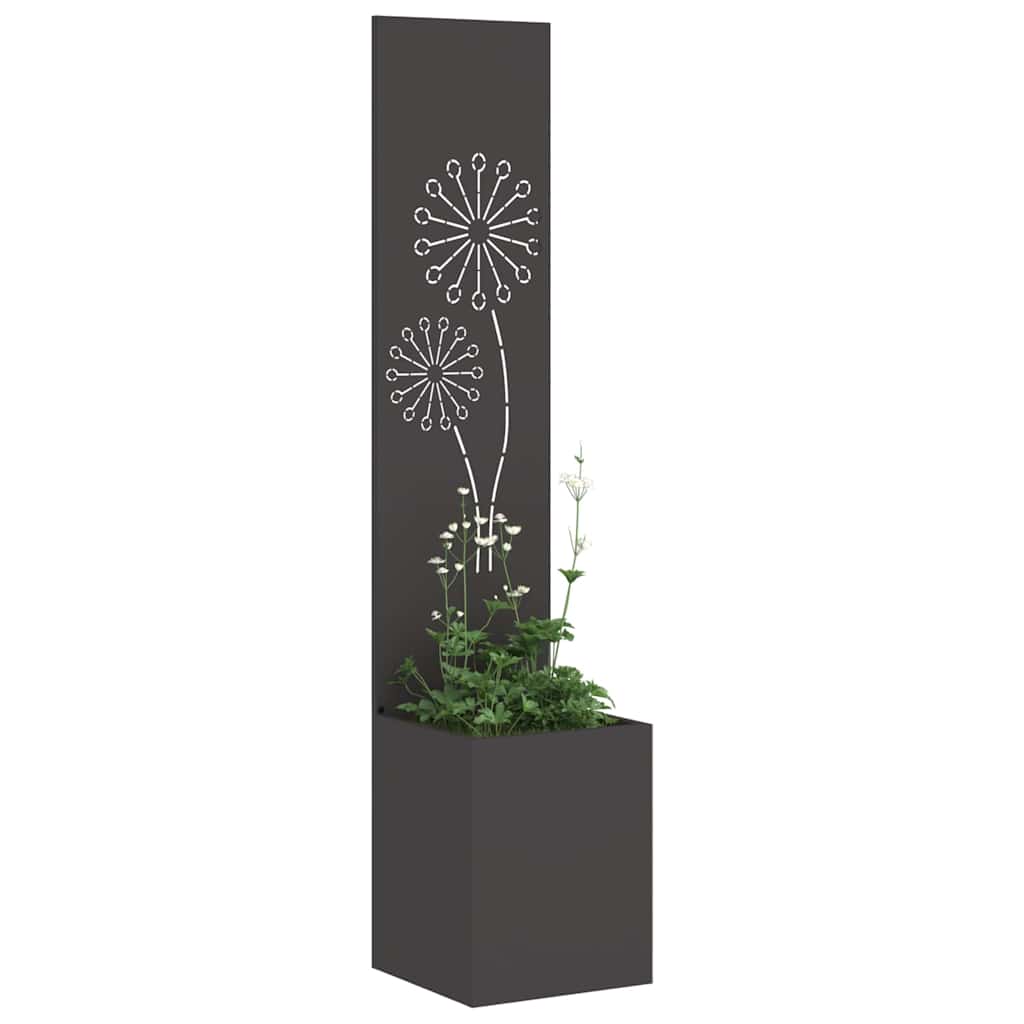 vidaXL Vaso da Giardino con Pannello Decorativo Nero 32 x 140 cm