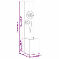 vidaXL Vaso da Giardino con Pannello Decorativo Nero 32 x 140 cm