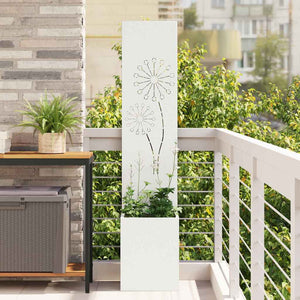 vidaXL Vaso da Giardino con Pannello Decorativo Bianco 32 x 140 cm