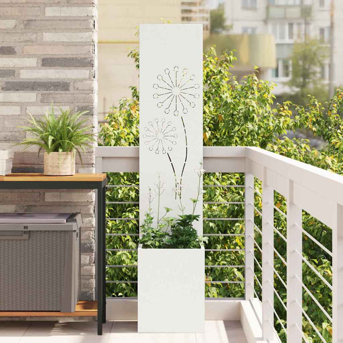 vidaXL Vaso da Giardino con Pannello Decorativo Bianco 32 x 140 cm