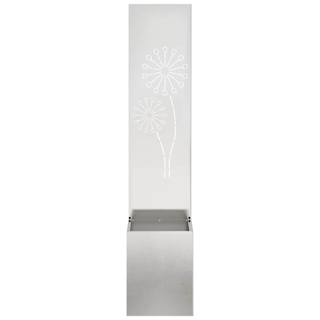 vidaXL Vaso da Giardino con Pannello Decorativo Argento 32 x 140 cm