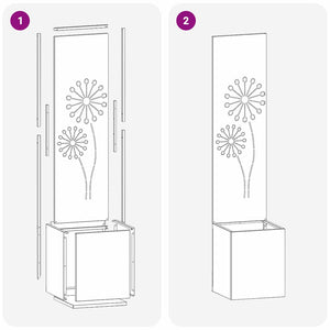 vidaXL Vaso da Giardino con Pannello Decorativo Argento 32 x 140 cm