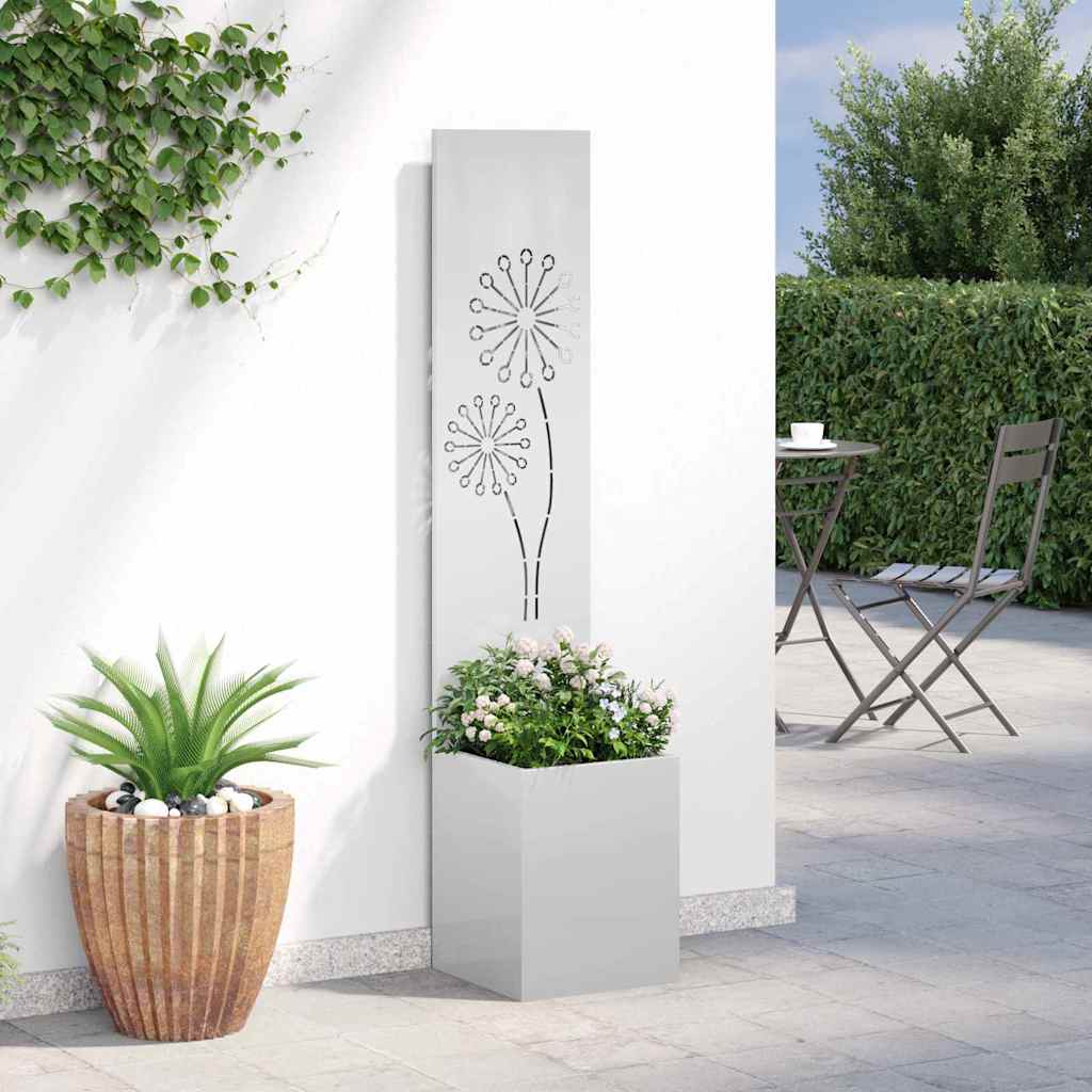 vidaXL Vaso da Giardino con Pannello Decorativo Argento 32 x 140 cm