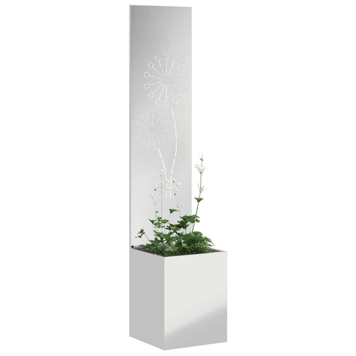 vidaXL Vaso da Giardino con Pannello Decorativo Argento 32 x 140 cm