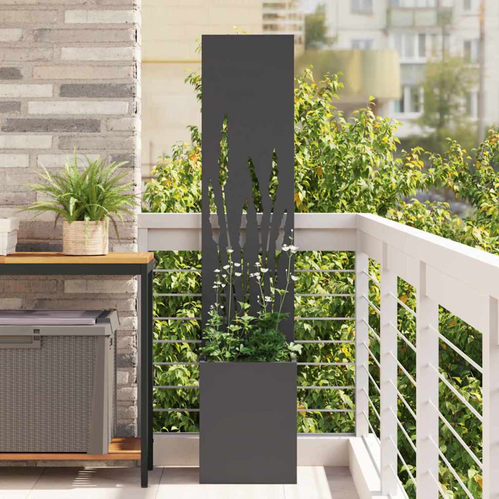vidaXL Vaso da Giardino con Pannello Decorativo Nero 32 x 140 cm