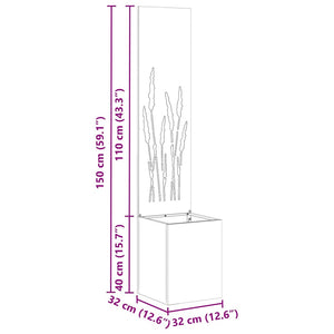 vidaXL Vaso da Giardino con Pannello Decorativo Nero 32 x 140 cm