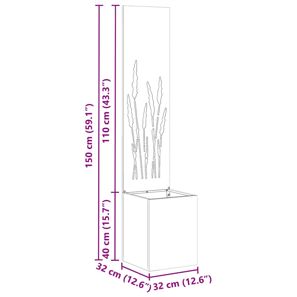 vidaXL Vaso da Giardino con Pannello Decorativo Bianco 32 x 140 cm