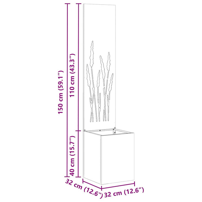vidaXL Vaso da Giardino con Pannello Decorativo Antracite 32 x 140 cm