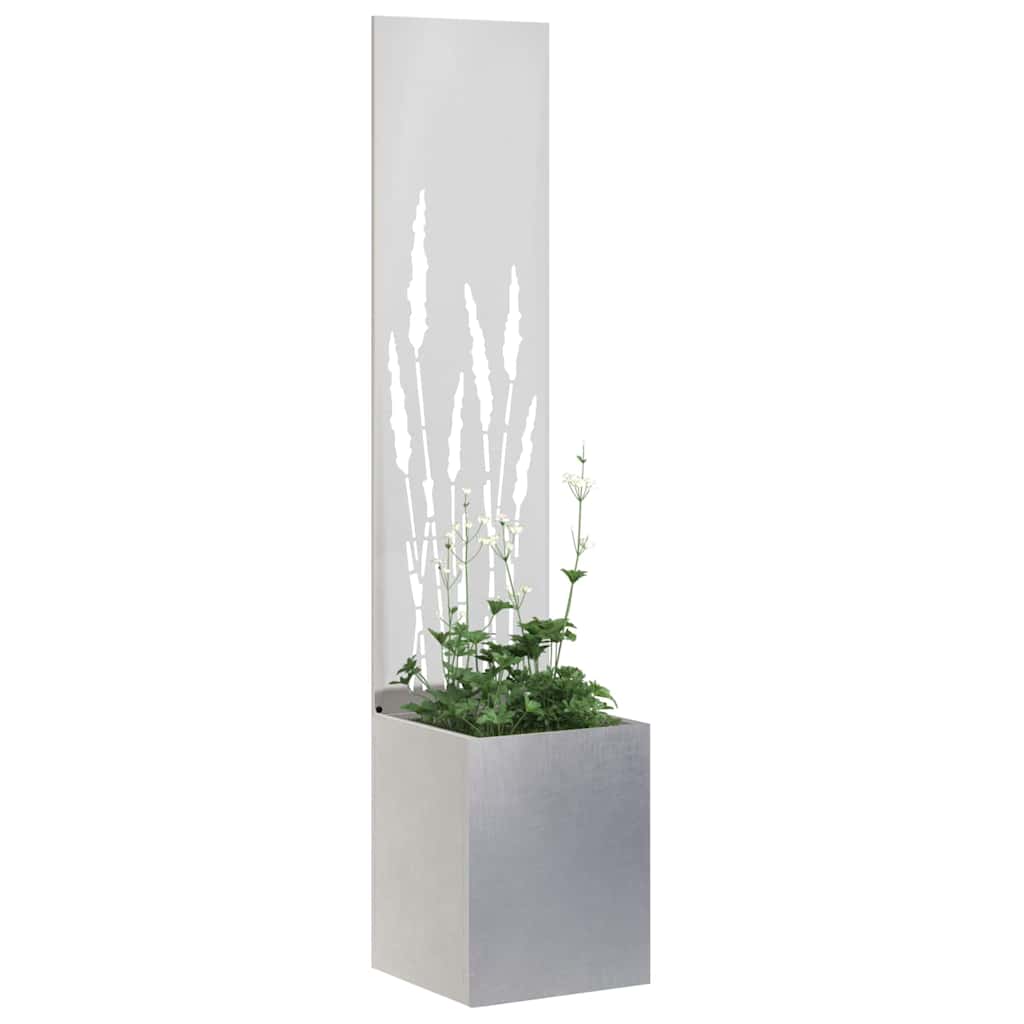 vidaXL Vaso da Giardino con Pannello Decorativo Argento 32 x 140 cm