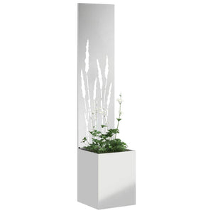 vidaXL Vaso da Giardino con Pannello Decorativo Argento 32 x 140 cm