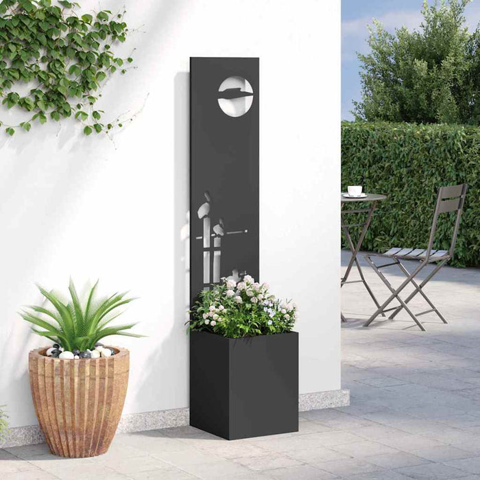 vidaXL Vaso da Giardino con Pannello Decorativo Nero 32 x 140 cm