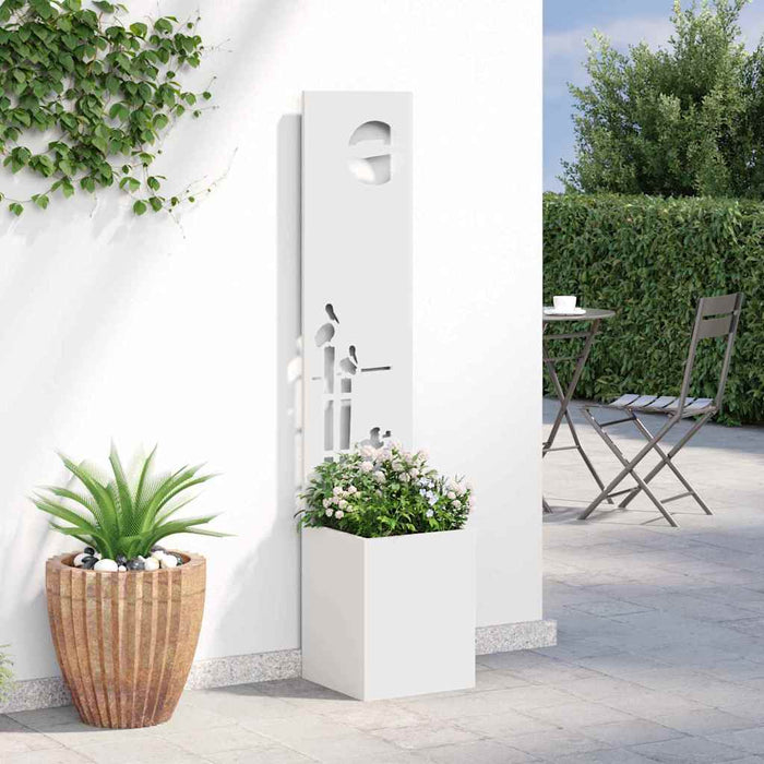 Vaso da Giardino con Pannello Decorativo Bianco 32 x 140 cm 876400