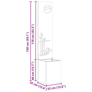 vidaXL Vaso da Giardino con Pannello Decorativo Antracite 32 x 140 cm