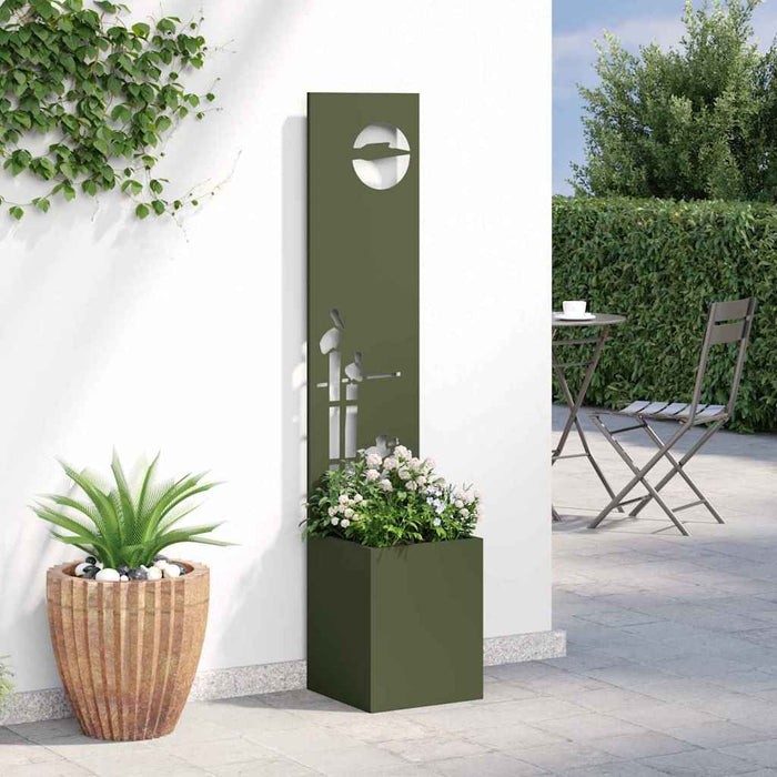 vidaXL Vaso da Giardino con Pannello Decorativo Oliver verde