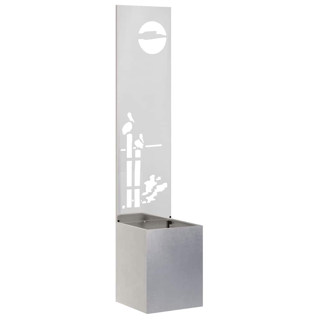vidaXL Vaso da Giardino con Pannello Decorativo Argento 32 x 140 cm