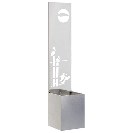 vidaXL Vaso da Giardino con Pannello Decorativo Argento 32 x 140 cm