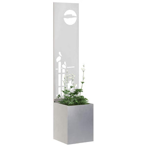 vidaXL Vaso da Giardino con Pannello Decorativo Argento 32 x 140 cm