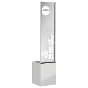 vidaXL Vaso da Giardino con Pannello Decorativo Argento 32 x 140 cm