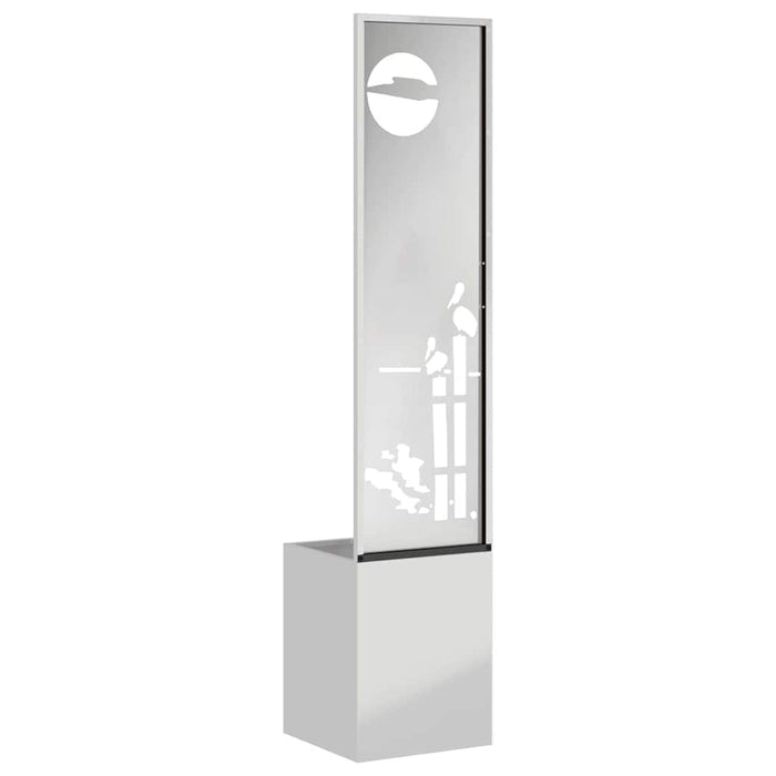 vidaXL Vaso da Giardino con Pannello Decorativo Argento 32 x 140 cm