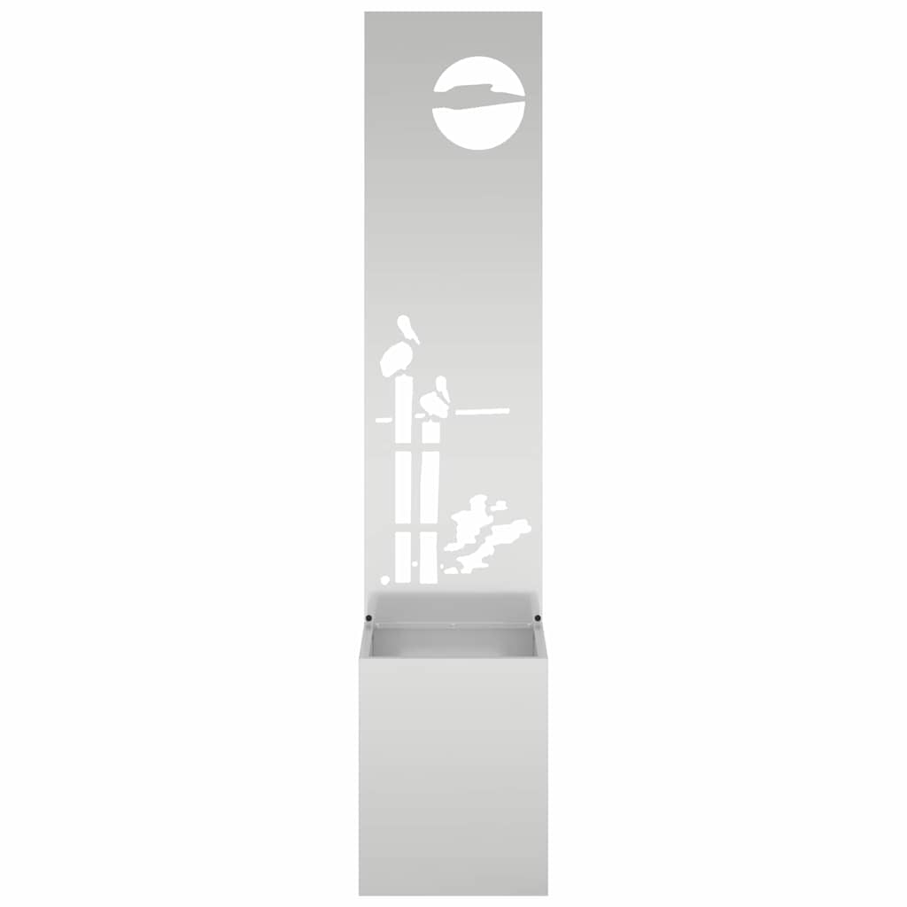 vidaXL Vaso da Giardino con Pannello Decorativo Argento 32 x 140 cm