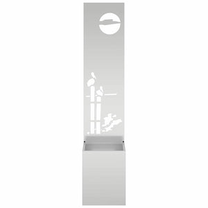 vidaXL Vaso da Giardino con Pannello Decorativo Argento 32 x 140 cm