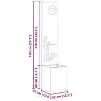 vidaXL Vaso da Giardino con Pannello Decorativo Argento 32 x 140 cm