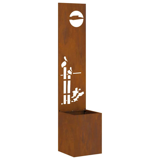 Vaso da Giardino con Pannello Decorativo Ruggine 32 x 140 cm 876405