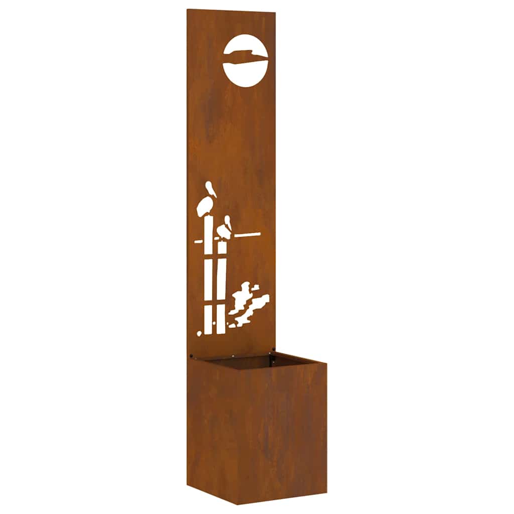 vidaXL Vaso da Giardino con Pannello Decorativo Ruggine 32 x 140 cm