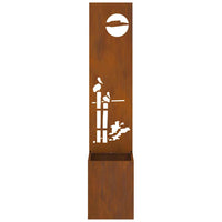 Vaso da Giardino con Pannello Decorativo Ruggine 32 x 140 cm 876405