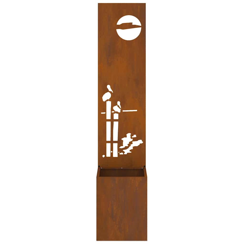 vidaXL Vaso da Giardino con Pannello Decorativo Ruggine 32 x 140 cm