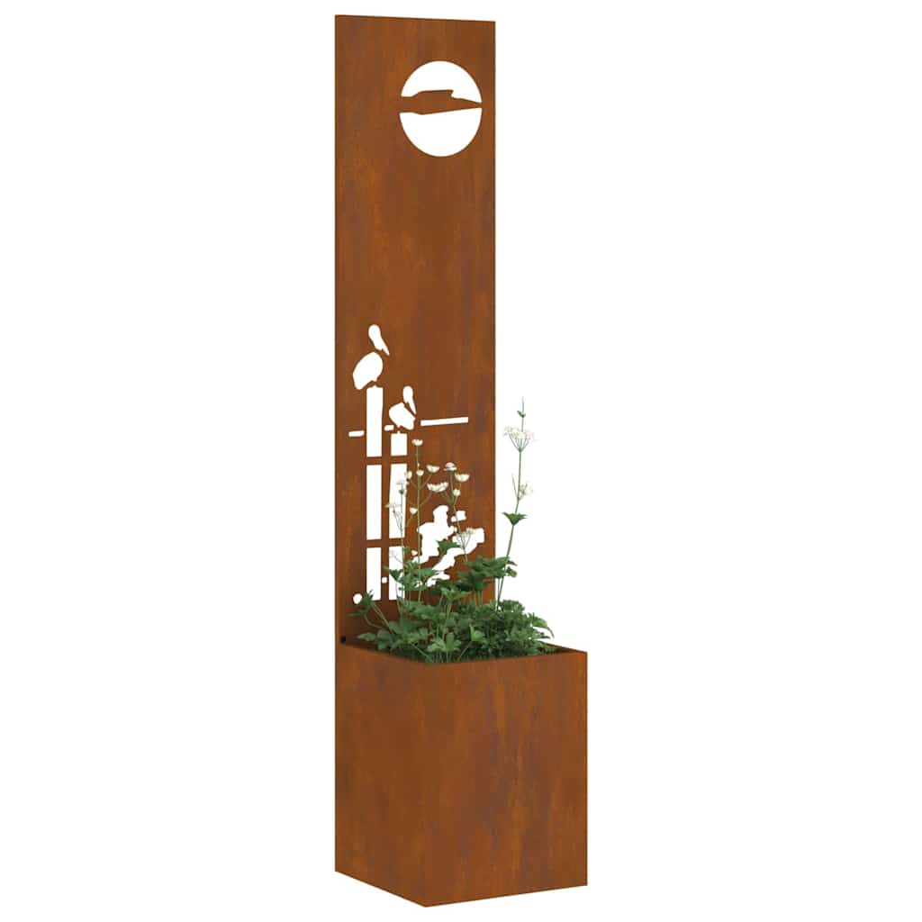 Vaso da Giardino con Pannello Decorativo Ruggine 32 x 140 cm 876405