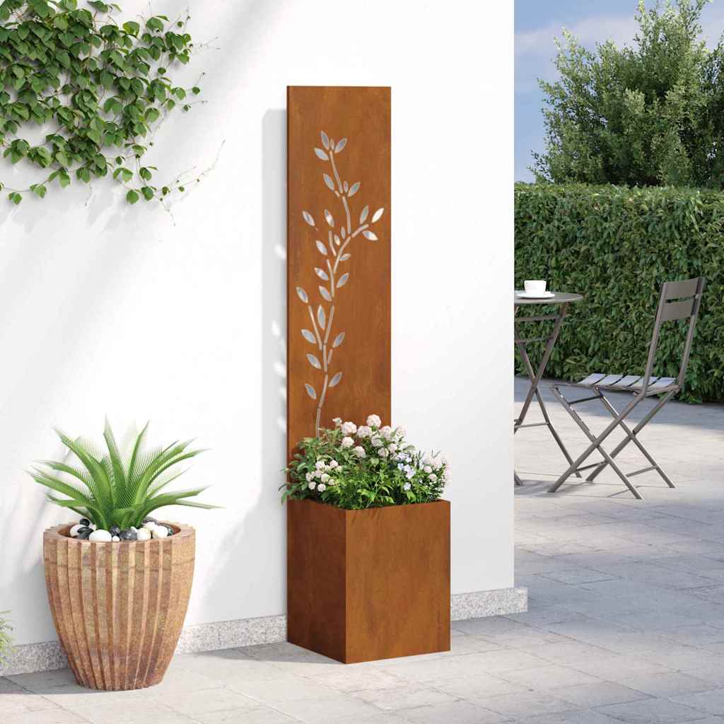 vidaXL Schermo per privacy in giardino Floreale Ruggine 32 x 140 cm