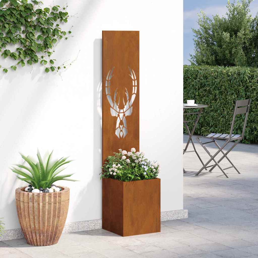 vidaXL Vaso da Giardino con Pannello Decorativo Ruggine 32 x 140 cm