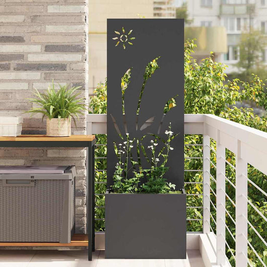 vidaXL Vaso da Giardino con Pannello Decorativo Nero 50 x 140 cm