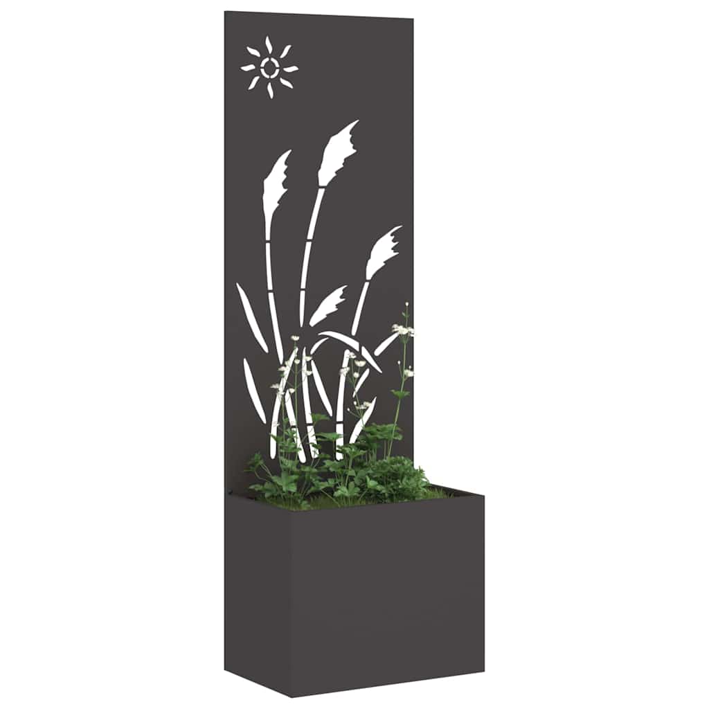 vidaXL Vaso da Giardino con Pannello Decorativo Nero 50 x 140 cm