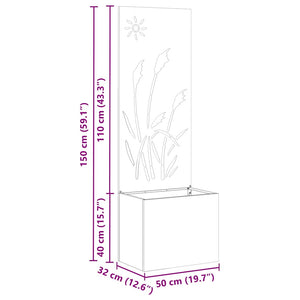 vidaXL Vaso da Giardino con Pannello Decorativo Nero 50 x 140 cm