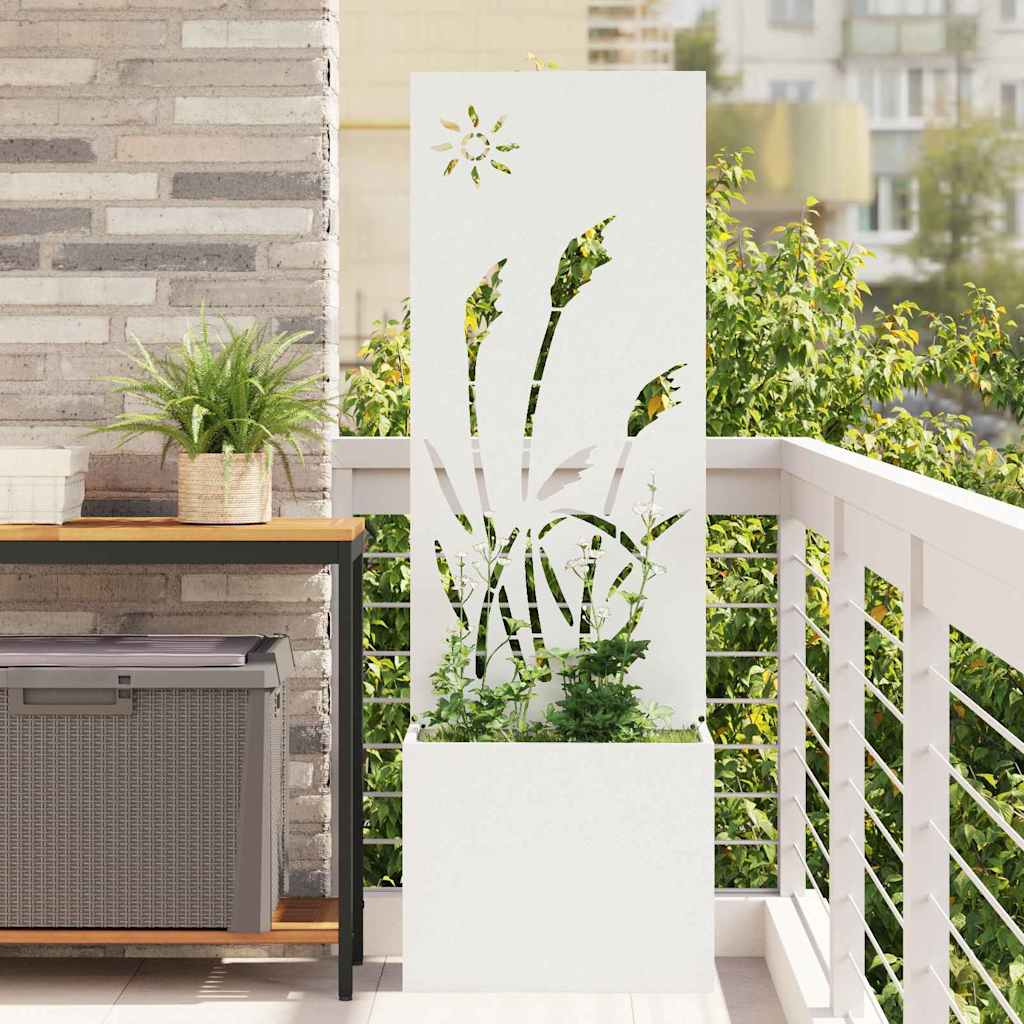 vidaXL Vaso da Giardino con Pannello Decorativo Bianco 50 x 140 cm