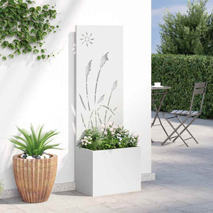 vidaXL Vaso da Giardino con Pannello Decorativo Bianco 50 x 140 cm