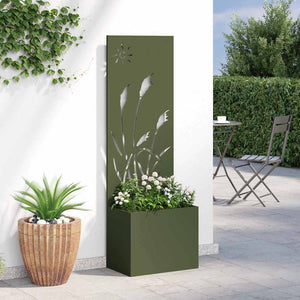 vidaXL Vaso da Giardino con Pannello Decorativo Oliver verde