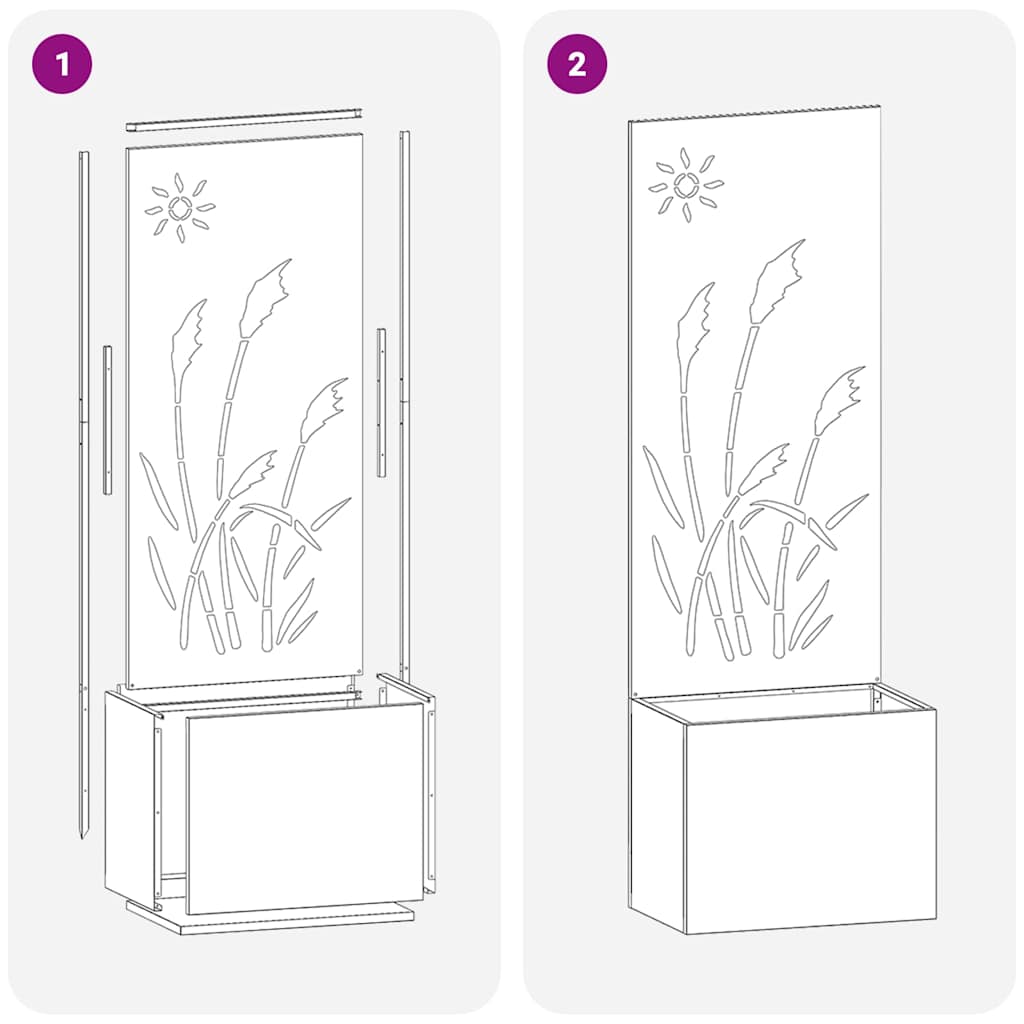 Vaso da Giardino con Pannello Decorativo Argento 50 x 140 cm 876431