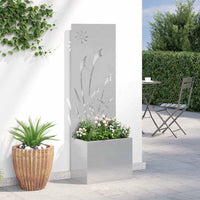vidaXL Vaso da Giardino con Pannello Decorativo Argento 50 x 140 cm