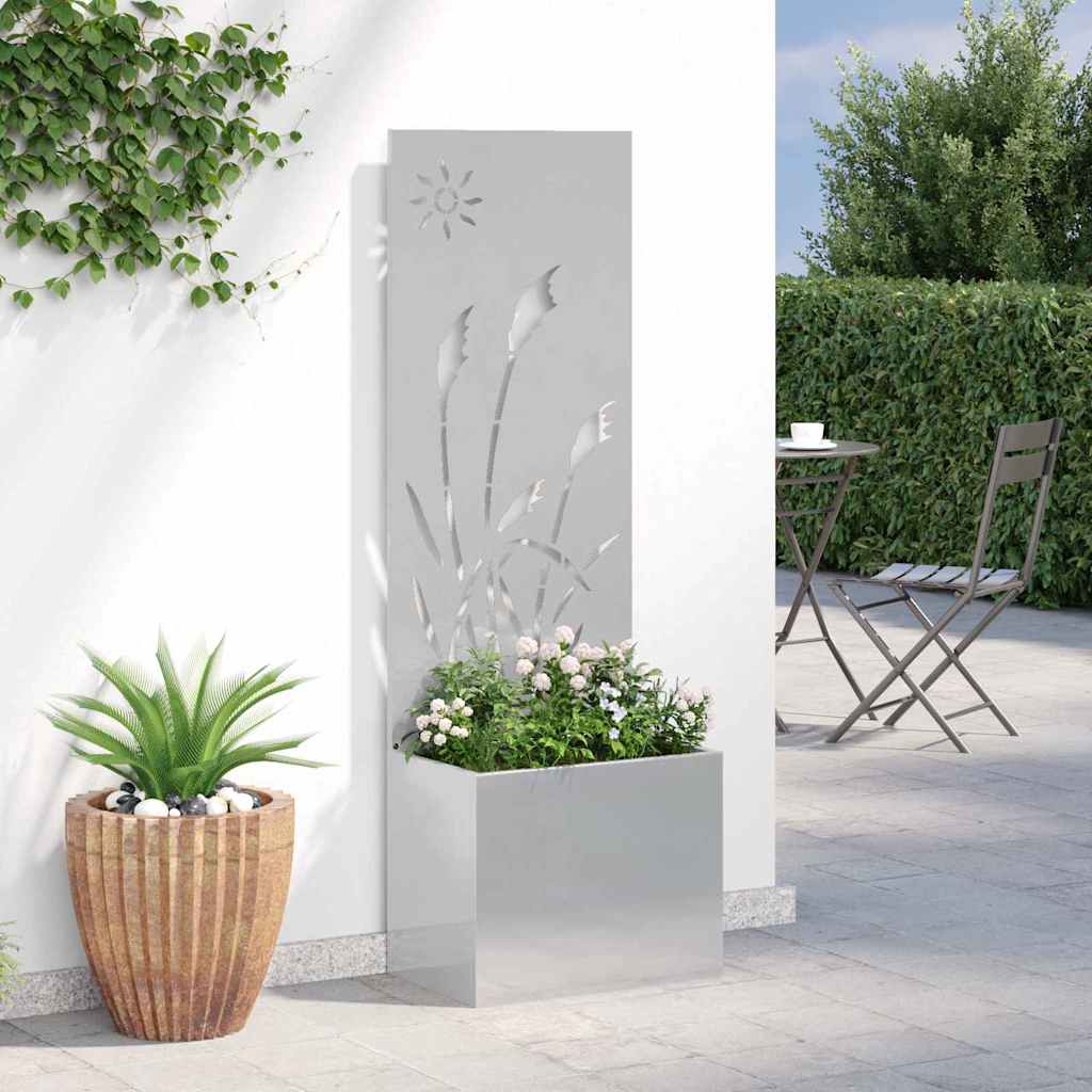 Vaso da Giardino con Pannello Decorativo Argento 50 x 140 cm 876431